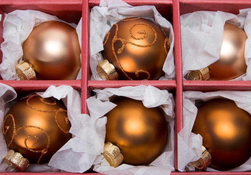 Christmas balls in box