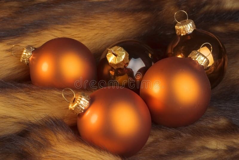 Christmas balls on a fur