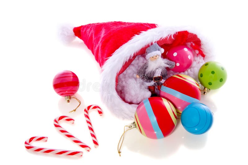 Christmas balls in hat