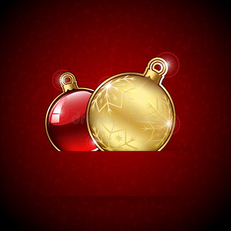 Christmas Balls On Red Background Stock Vector - Illustration of glass