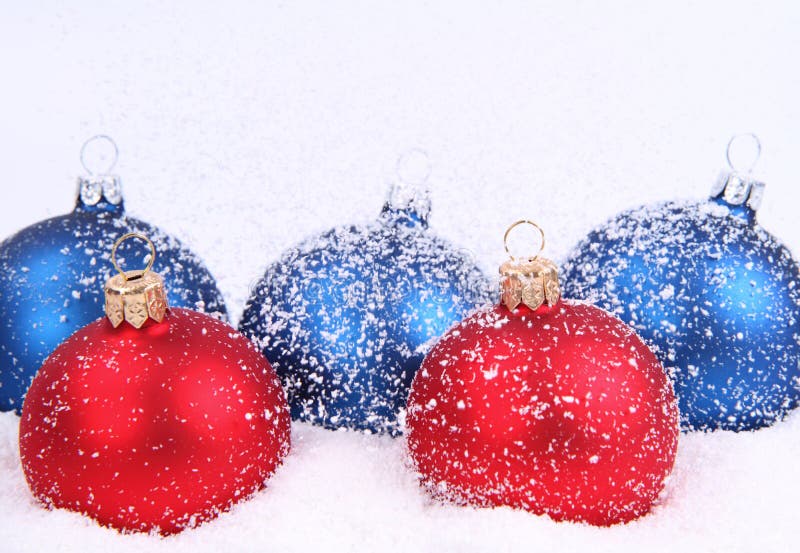 Christmas balls and snow