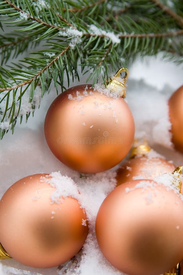 Christmas balls on the snow