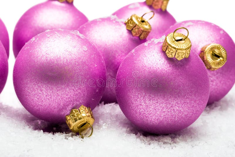 Christmas balls in snow
