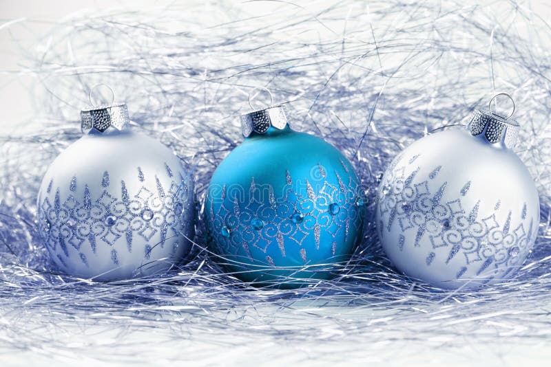 Christmas balls with tinsel