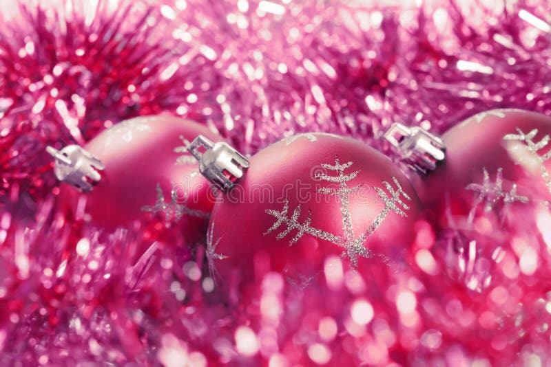 Christmas balls with tinsel