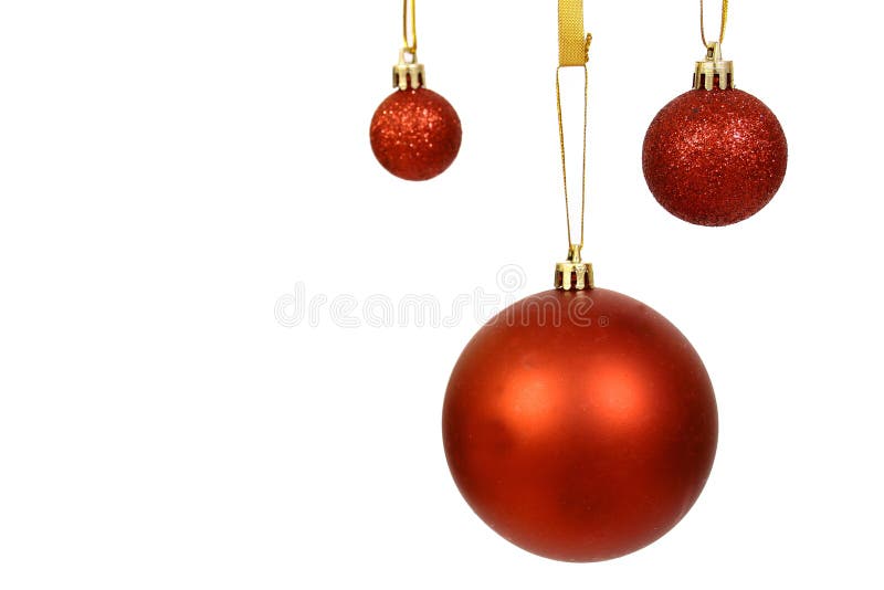 Christmas balls on a white bac