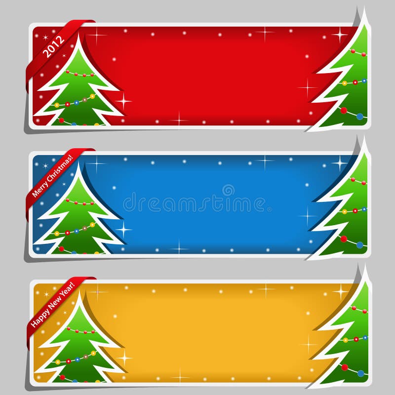 Red Christmas Banners with Santa Claus Stock Vector - Illustration of ...