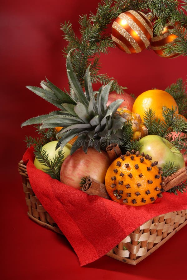 Christmas basket stock image. Image of cinnamon, cloves 7475909