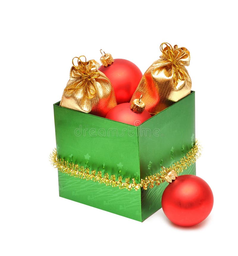 Christmas Baubles in Gift Box Stock Photo Image of birthday, december