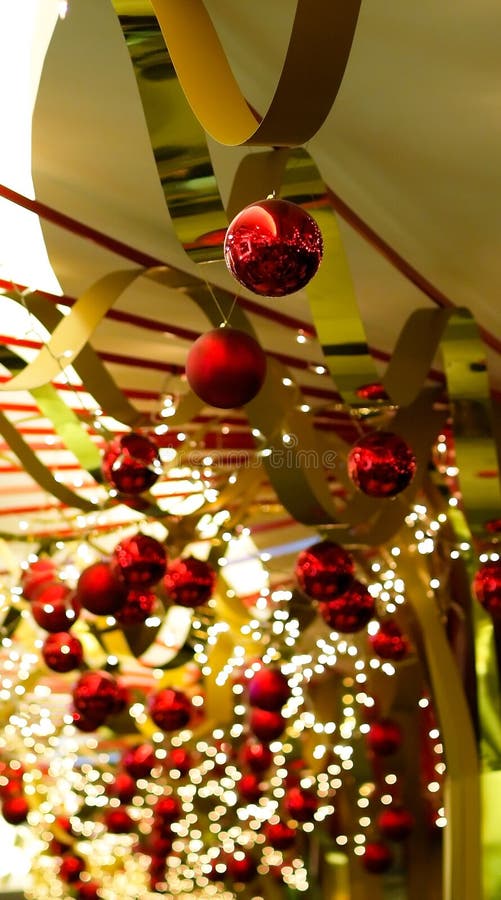 Christmas Baubles and Ribbons Stock Image - Image of night, sheen: 3324087