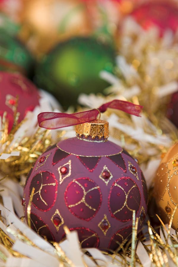 Christmas Baubles & Tinsel Stock Image Image of background, december