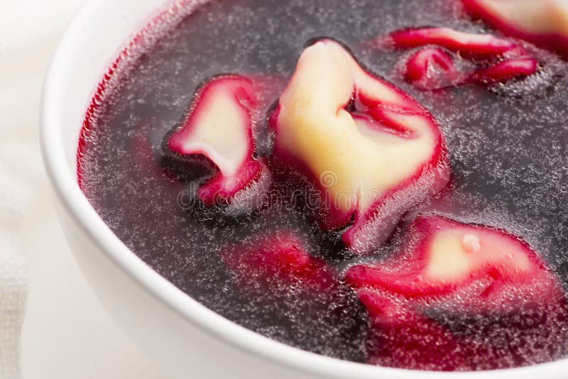 Christmas Beetroot Soup, Borscht with Small Dumplings with Mushroom ...