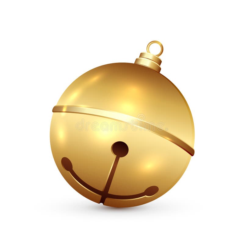Gold jingle bells flat decoration Royalty Free Vector Image