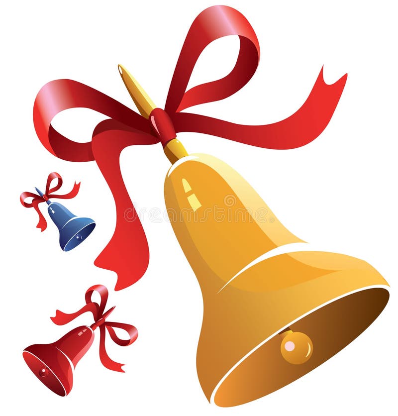 Christmas bell with red ribbon