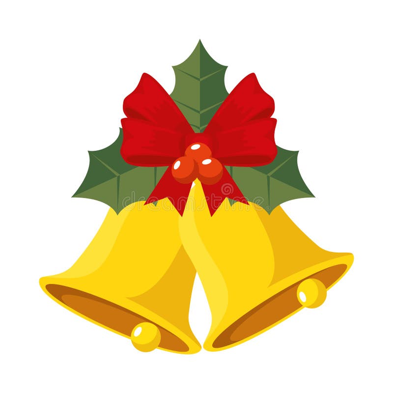 Christmas Bells and Leafs Decorative Icon Stock Vector - Illustration ...