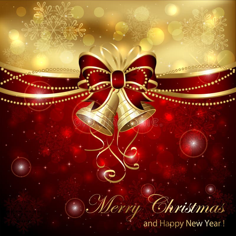 Christmas Bells and Red Bow Stock Vector Illustration of decoration