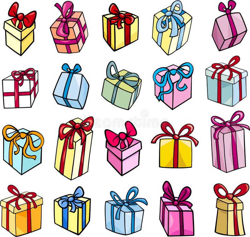 Christmas Or Birthday Gift Clip Art Set Stock Vector
