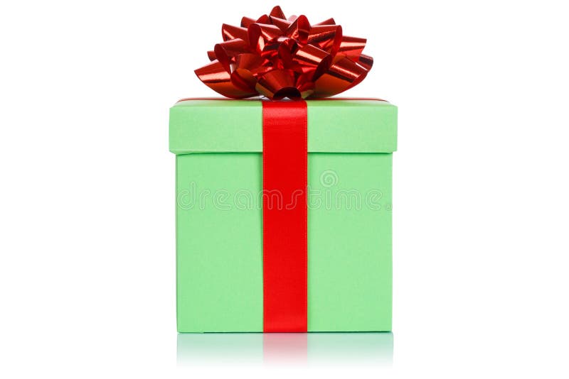 Christmas birthday gift present wedding light green box isolated on white background stock image
