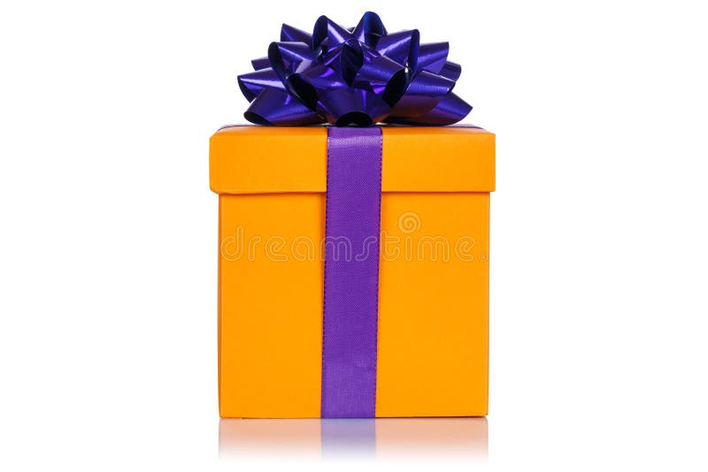 Christmas birthday gift present wedding orange box isolated on white background royalty free stock photography
