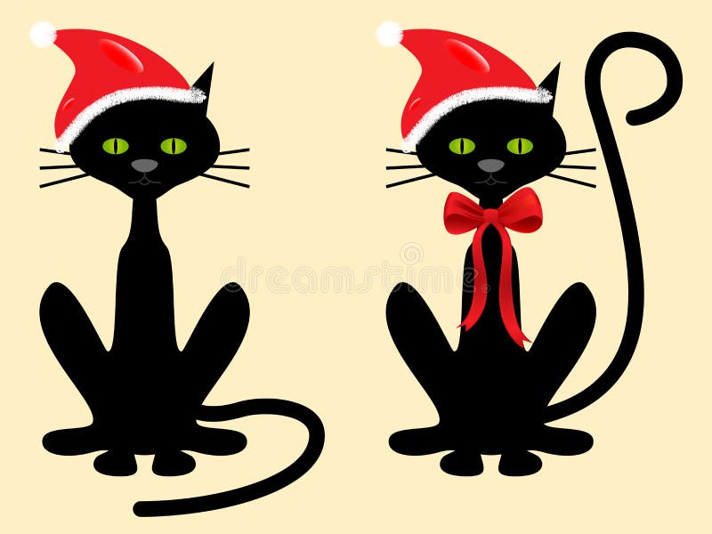 Christmas black cat santa