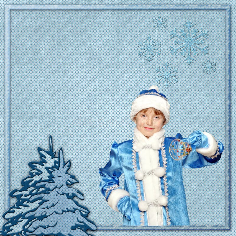 Download Christmas Blue Frame With Christmas Tree And Snowflakes. Stock Image - Image of frame, surprise: 35211135
