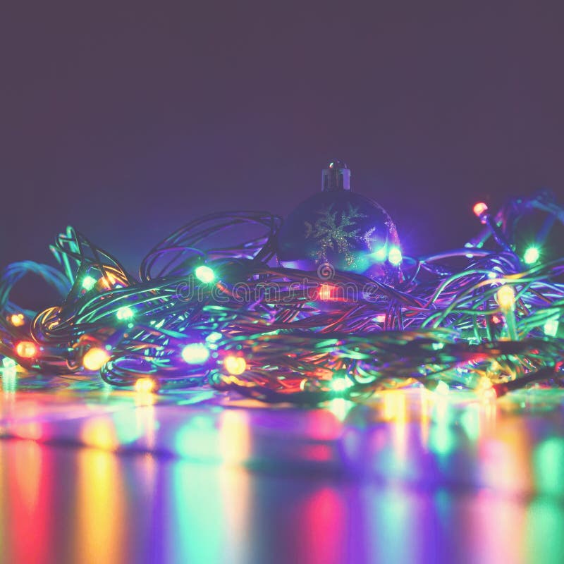 Christmas Blurred Lights on Black Background with Copy Space. Abstract ...