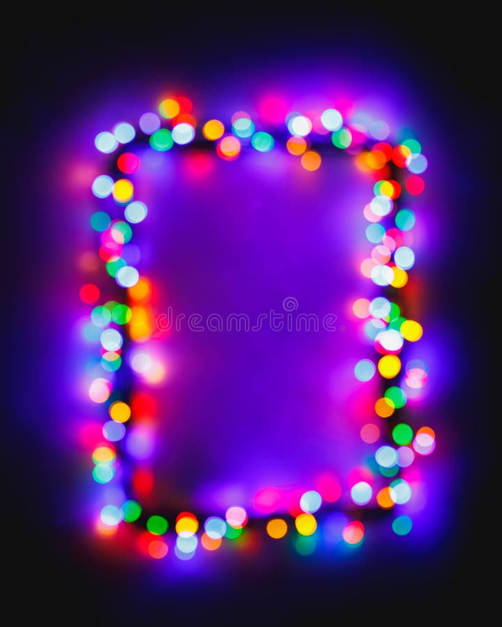 Christmas Bokeh Multicolor Lights Frame Stock Image Image of merry