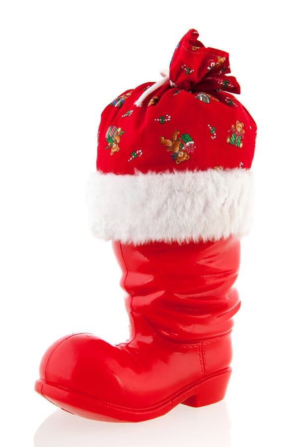 Christmas Boot with Presents Stock Photo Image of season, present