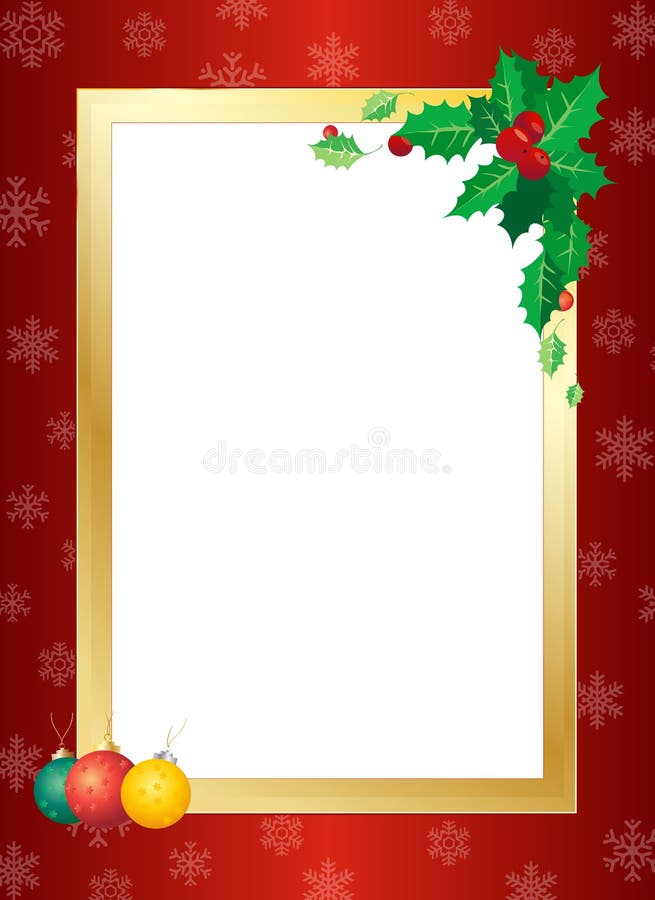 Natale confine con agrifoglio foglie, fiocchi di neve, illustrazione.