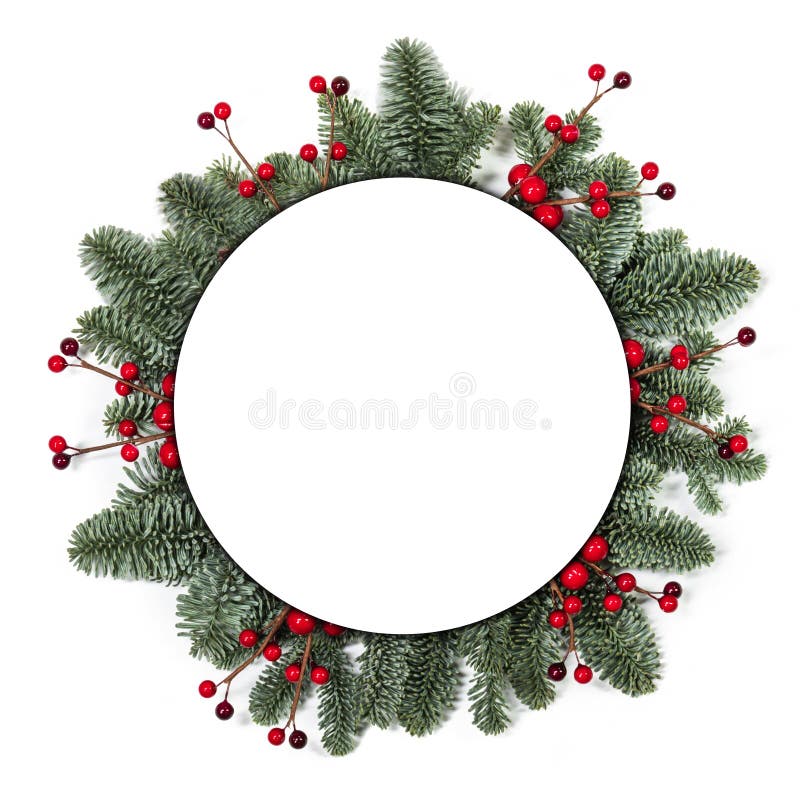 Christmas frame of tree branches