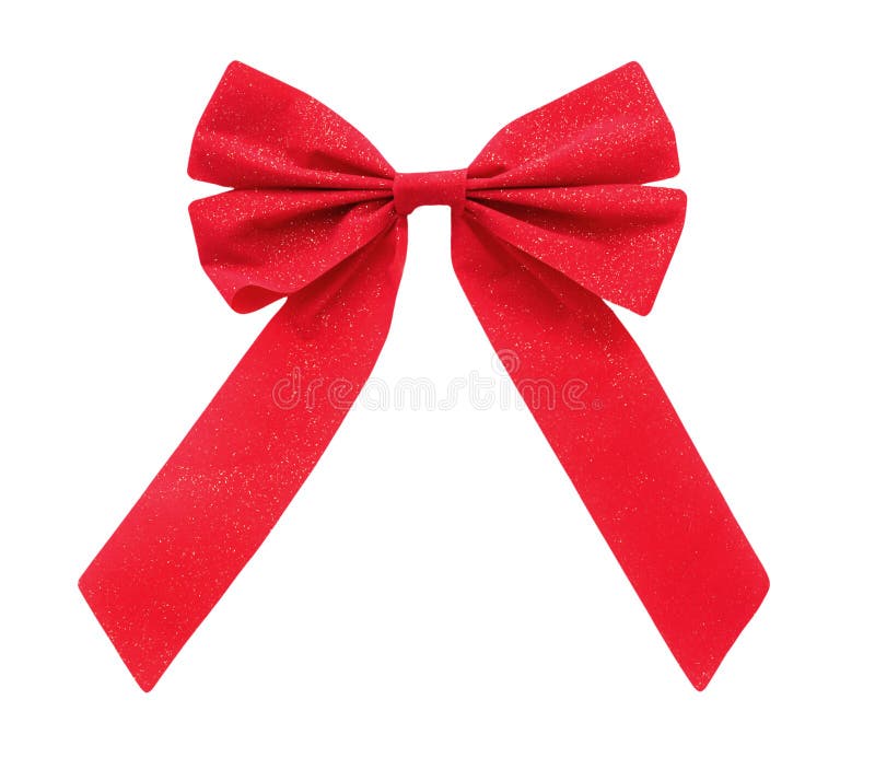 Red Christmas Bow Ribbon Isolated on White Stock Image - Image of ...