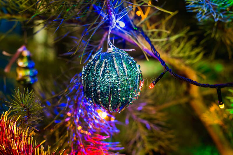 Christmas Bubble and Christmas Tree To Celebrate New Year. Stock Image ...
