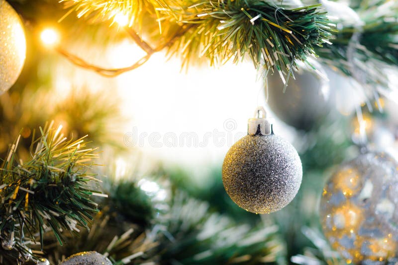 Christmas Bulbs on Christmas Tree Stock Image Image of bauble, merry