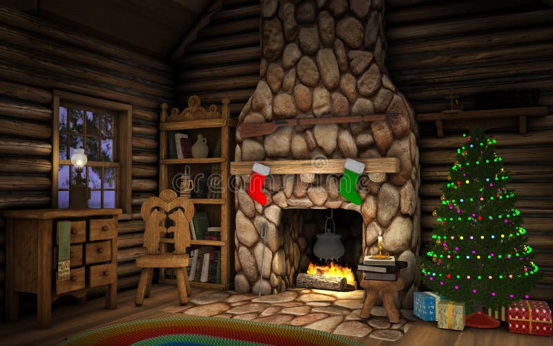 Christmas Cabin Interior royalty free stock images