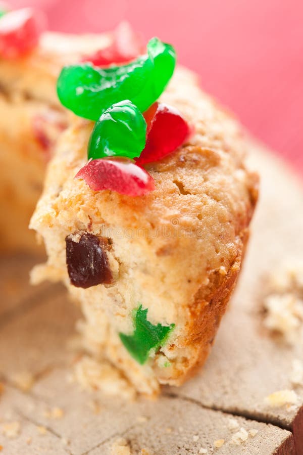 Christmas Cake with Cocktail Cherry Stock Image - Image of bakery ...