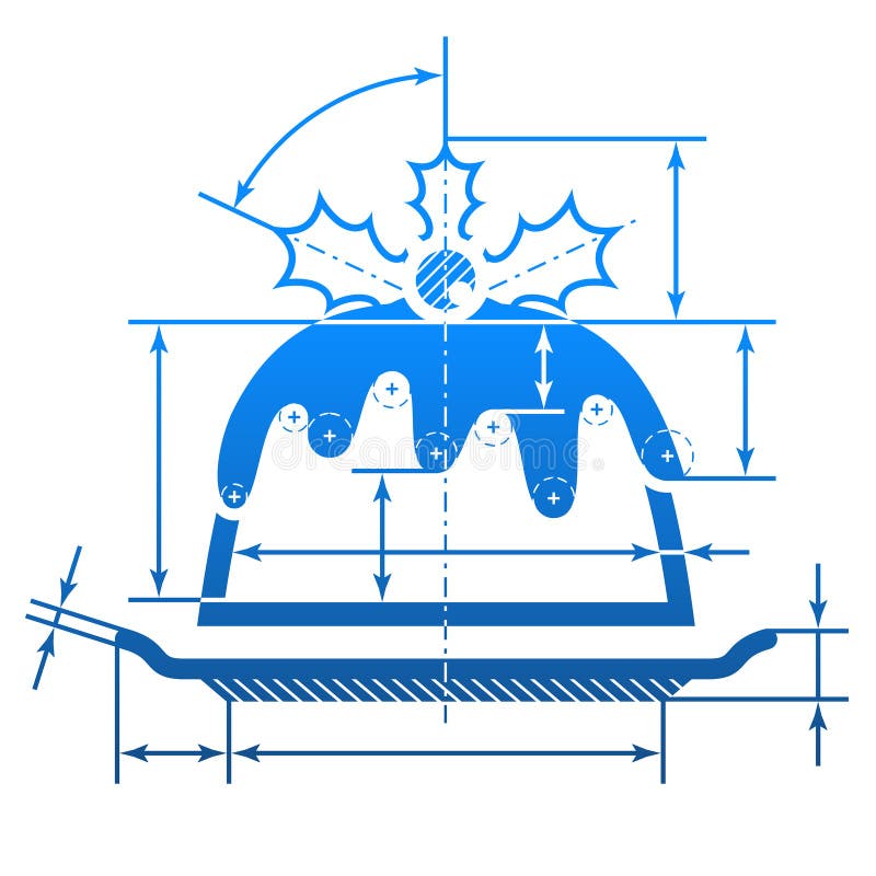 Christmas Cake Like Blueprint Drawing Stock Vector Illustration of