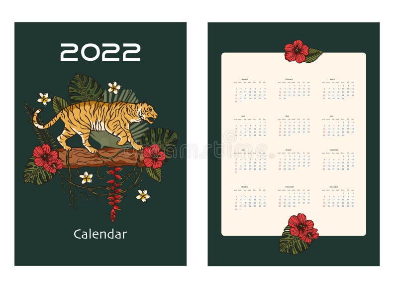 The Christmas Calendar 2022 Christmas 2022 Calendar With Tiger Animal. Stock Vector - Illustration Of  Print, China: 224518083
