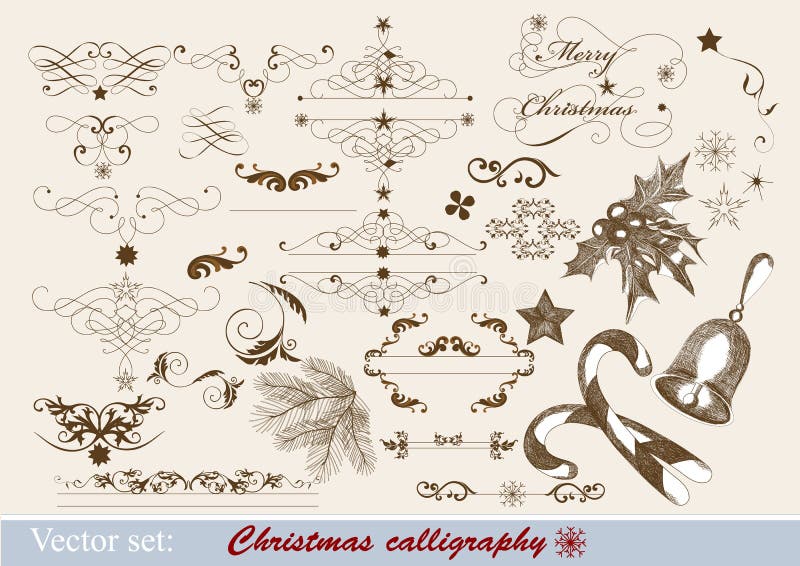 Christmas calligraphic design elements