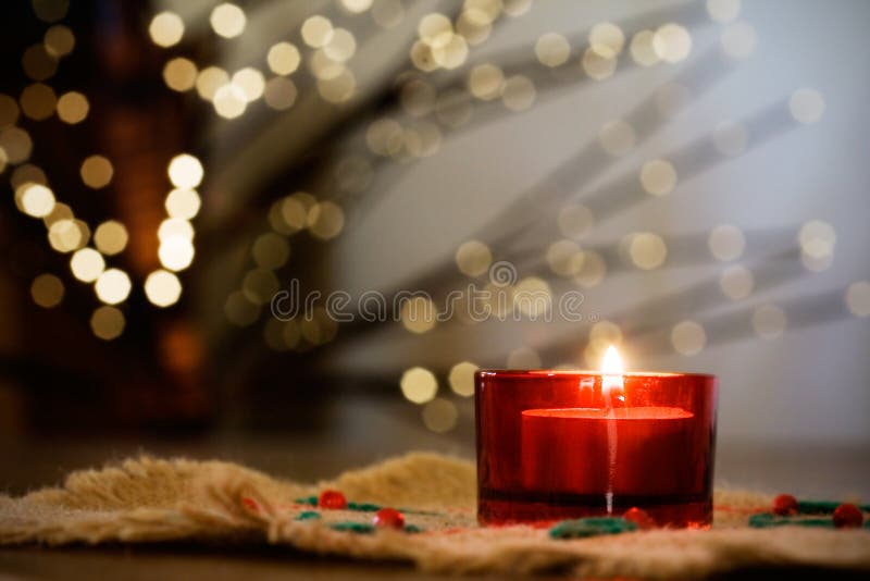 Christmas Candle and Decorations Stock Photo Image of heart, xmas