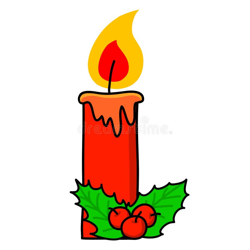 Christmas candle cartoon. stock illustration. Illustration of intense -  26909996