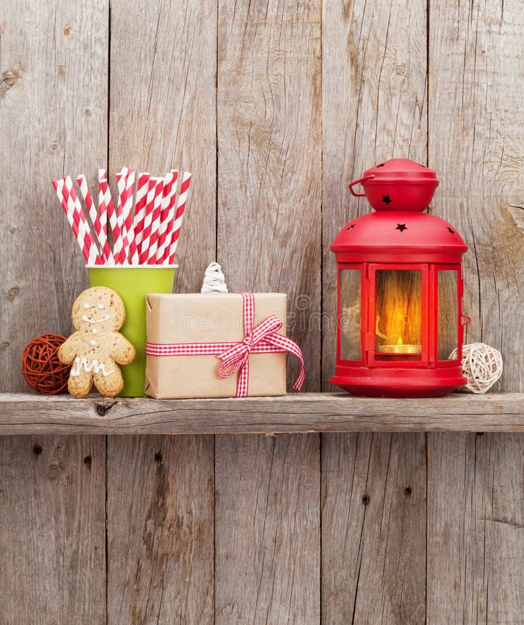 Christmas Candle Lantern, Gift and Decor Stock Image Image of rustic