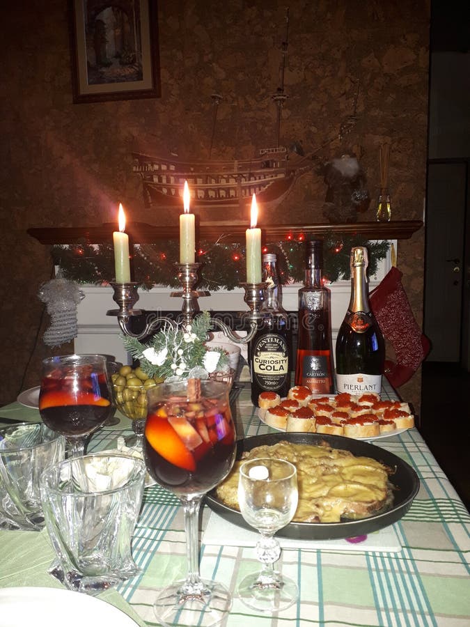 Christmas Candlelight Dinner for Family Editorial Photography Image