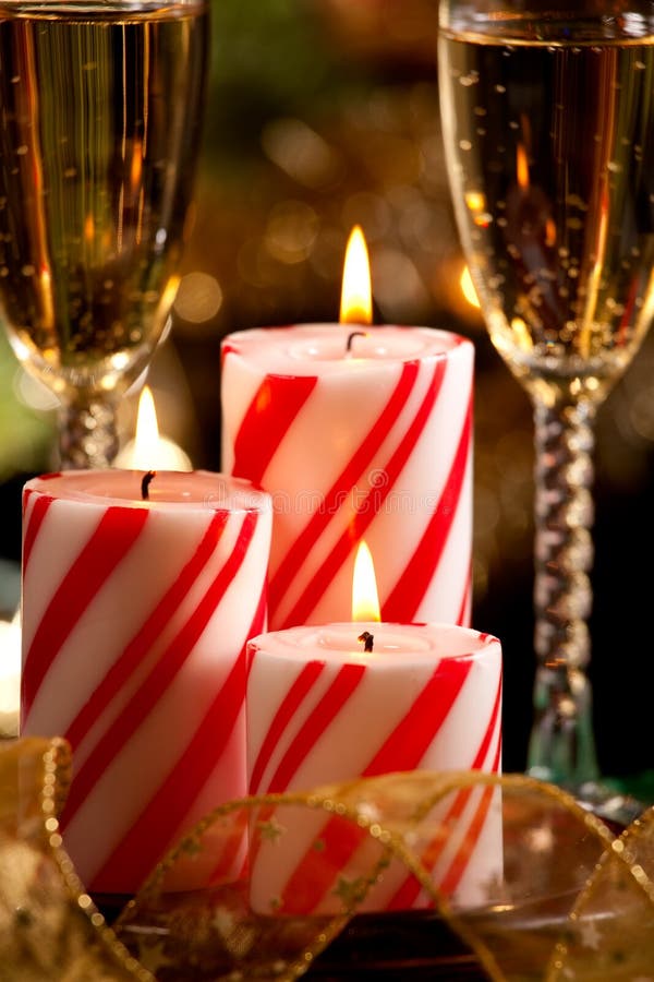 Christmas Candles and Champagne stock photos Christmas Candles and Champagne stock photos