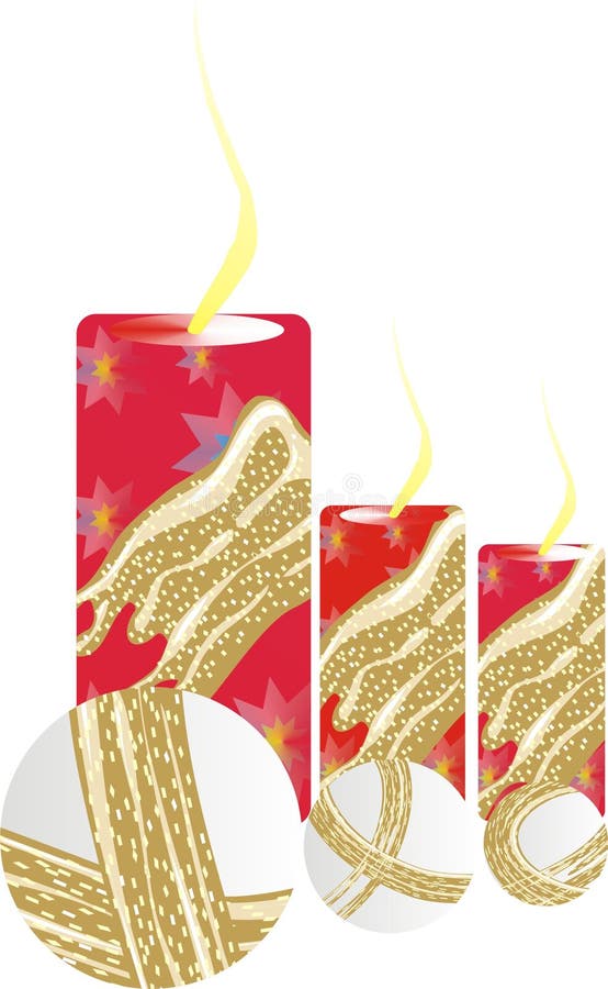 Christmas Candles Red White and Gold Stock Illustration Illustration