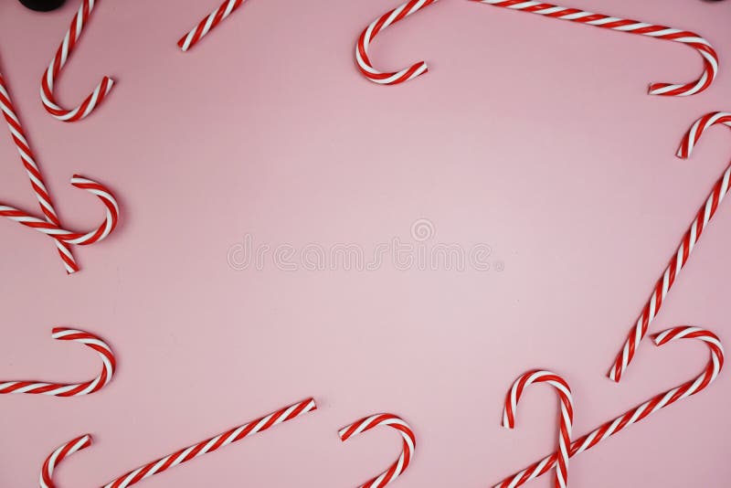 Christmas Candy Can Ornament on Pink Background Stock Image - Image of ...