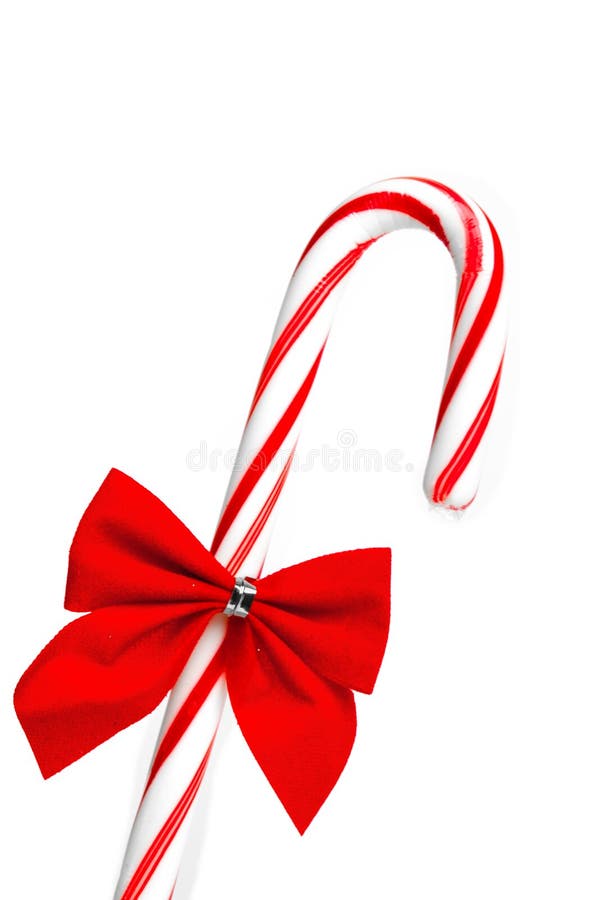 Christmas Candy Cane with Red Bow Stock Photo Image of striped