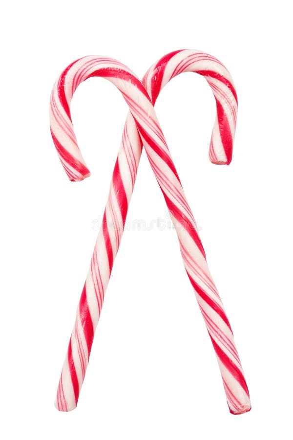 Candy Canes Spell Joy, on White Background; Christmas Stock Image