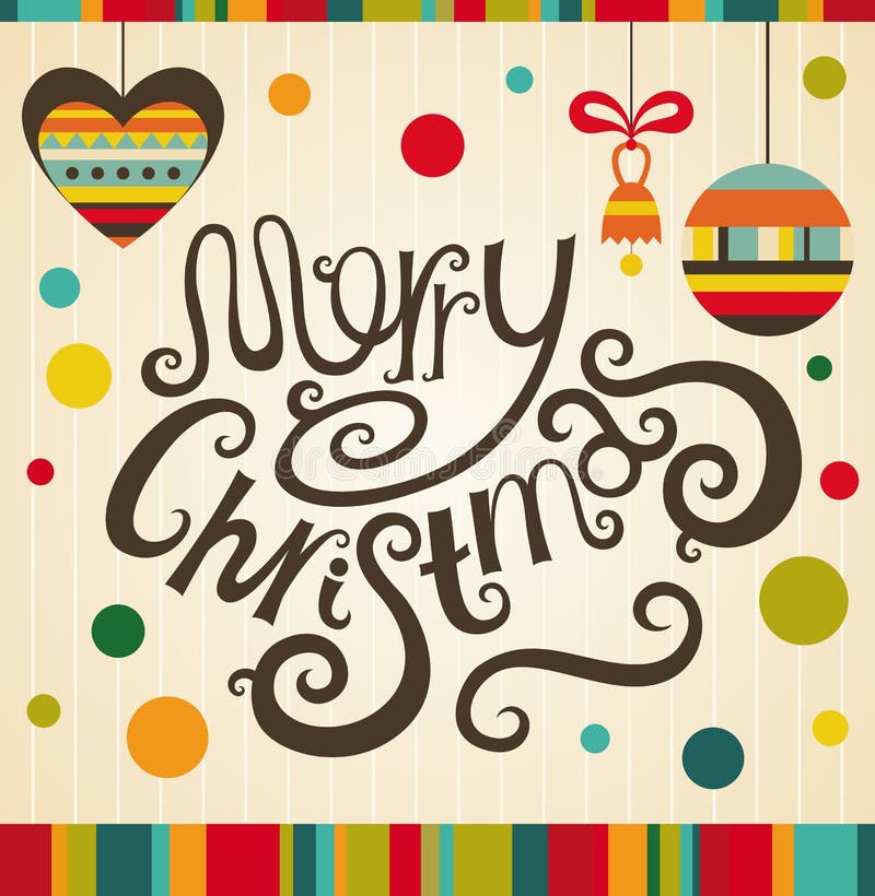 Merry Christmas Greeting Card in Hipster Style Stock Vector ...