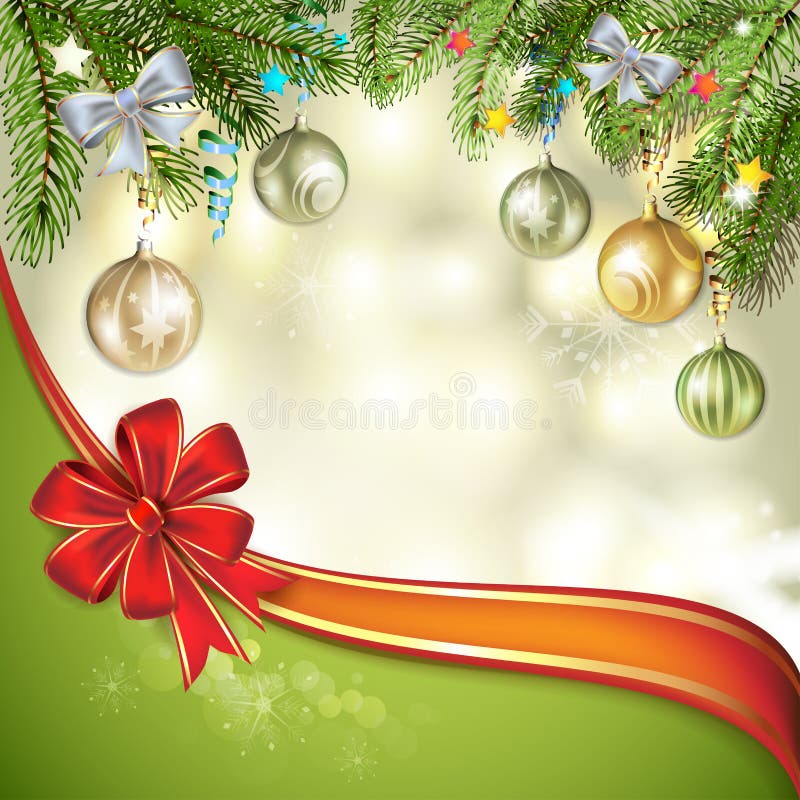 Christmas Background with Bells and Blurry Lights Stock Vector ...