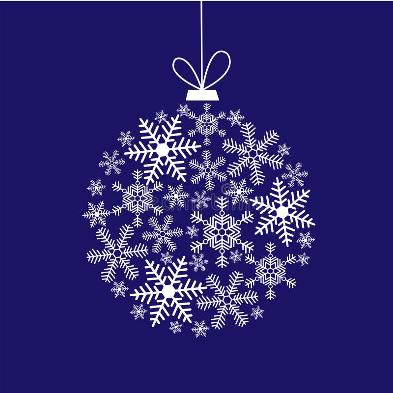 Christmas card with a ball of snowflakes